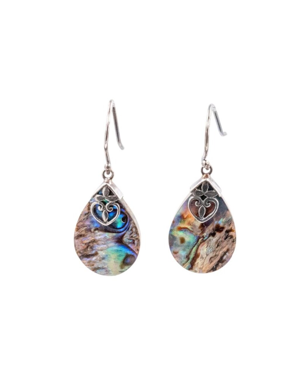 ATI Indonesia Sterling Silver 1.5 Inch Abalone Teardrop Dangle Earrings